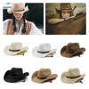 Adjustable Hat Cowboy Straw Hats Outdoors Beach Sunhat Large Brim Riding Horse