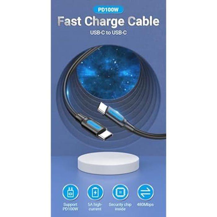 Câble USB 2.0 Tipo-C - VENTION - 1m - 5A - Couleur variée