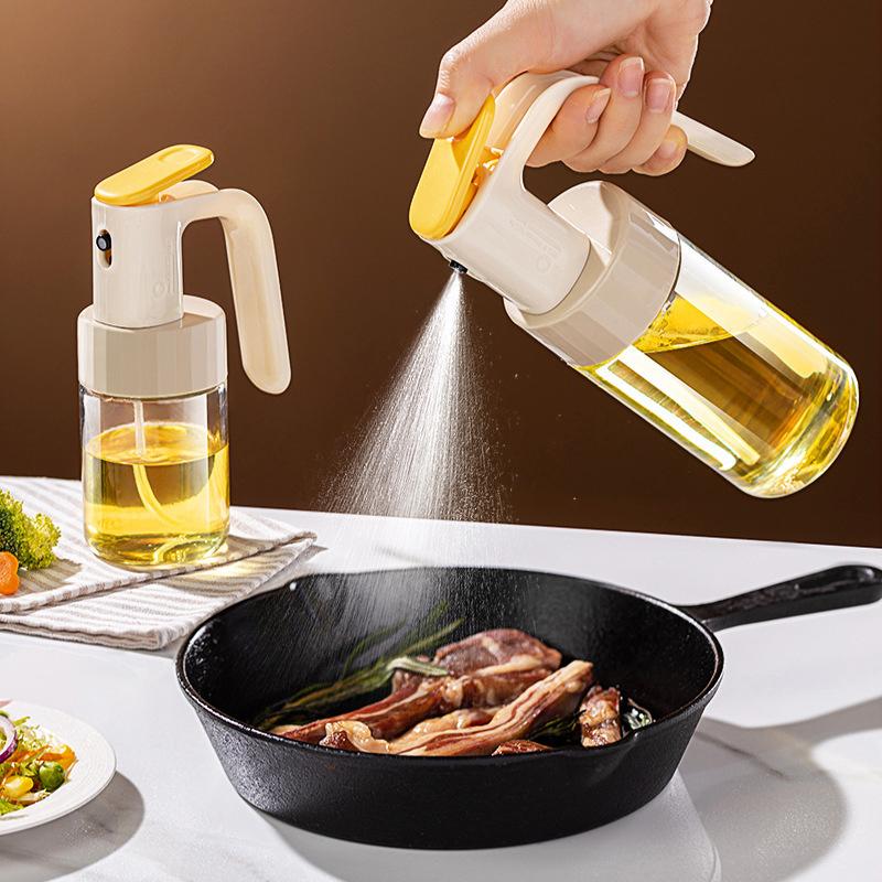 2 In1 Oil Sprayer Glass Bottle For Cooking Anti-Leakage Olive Oil Storage Bottle For Bbq Air Fryer Salad Steak Kitchen Supplies