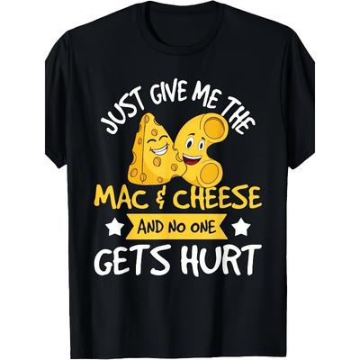 European Sizes Men'S Funny "Just Give Me Cheese" Graphic T-Shirt - Retro Noodle Lover Tee, Moisture-Wicking Shirt for Sports, Casual Outfits