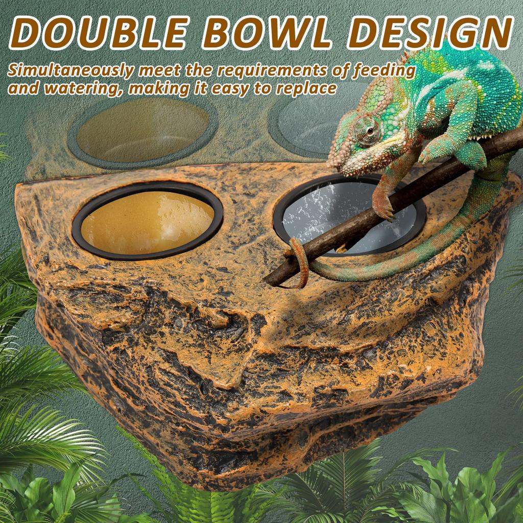 Magnetic Reptile Feeder Ledge Reptile Food Water Dish With 4 Bowl Gecko Lizards Tree Frogs Chameleons Tank Feeder Ledge