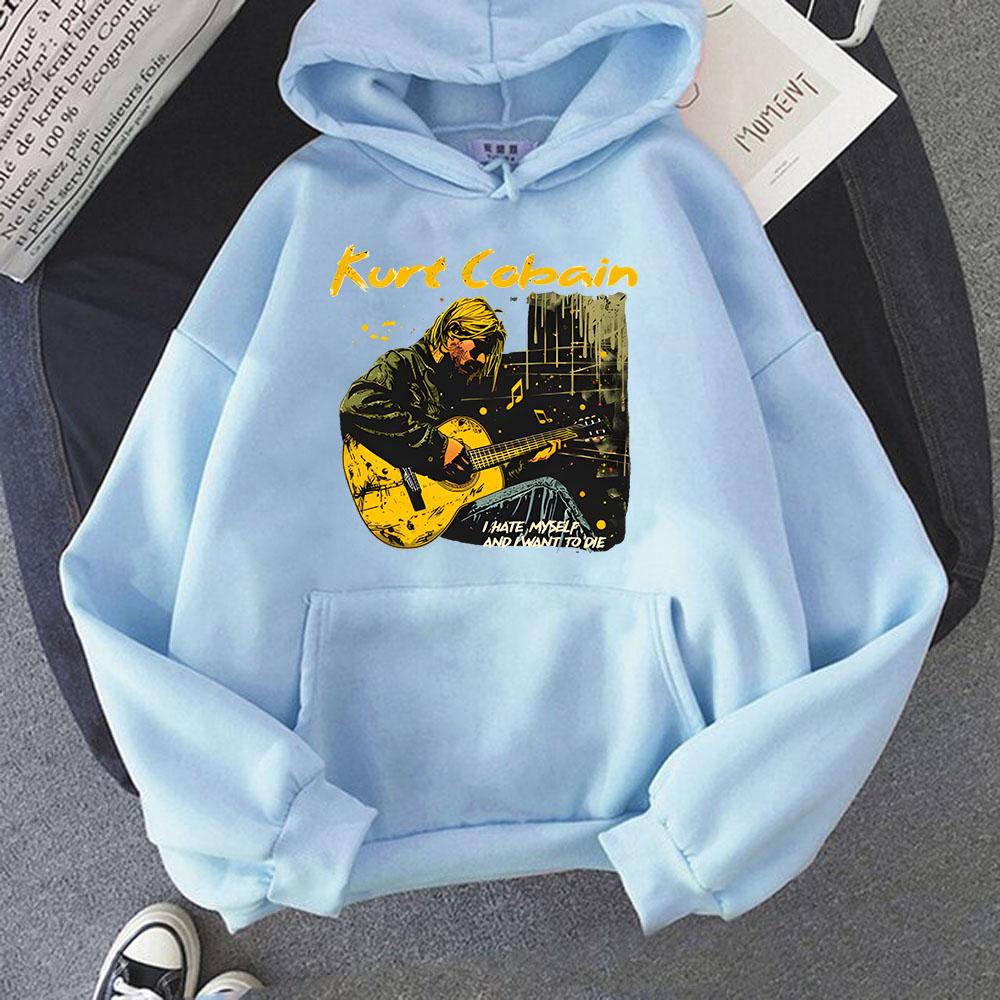 Autumn Kurt Cobain Hip Hop Sweatshirts for Men Popular Characters Long Sleeve Oversized Hoodies All-Match Clothes Grunge Outfits