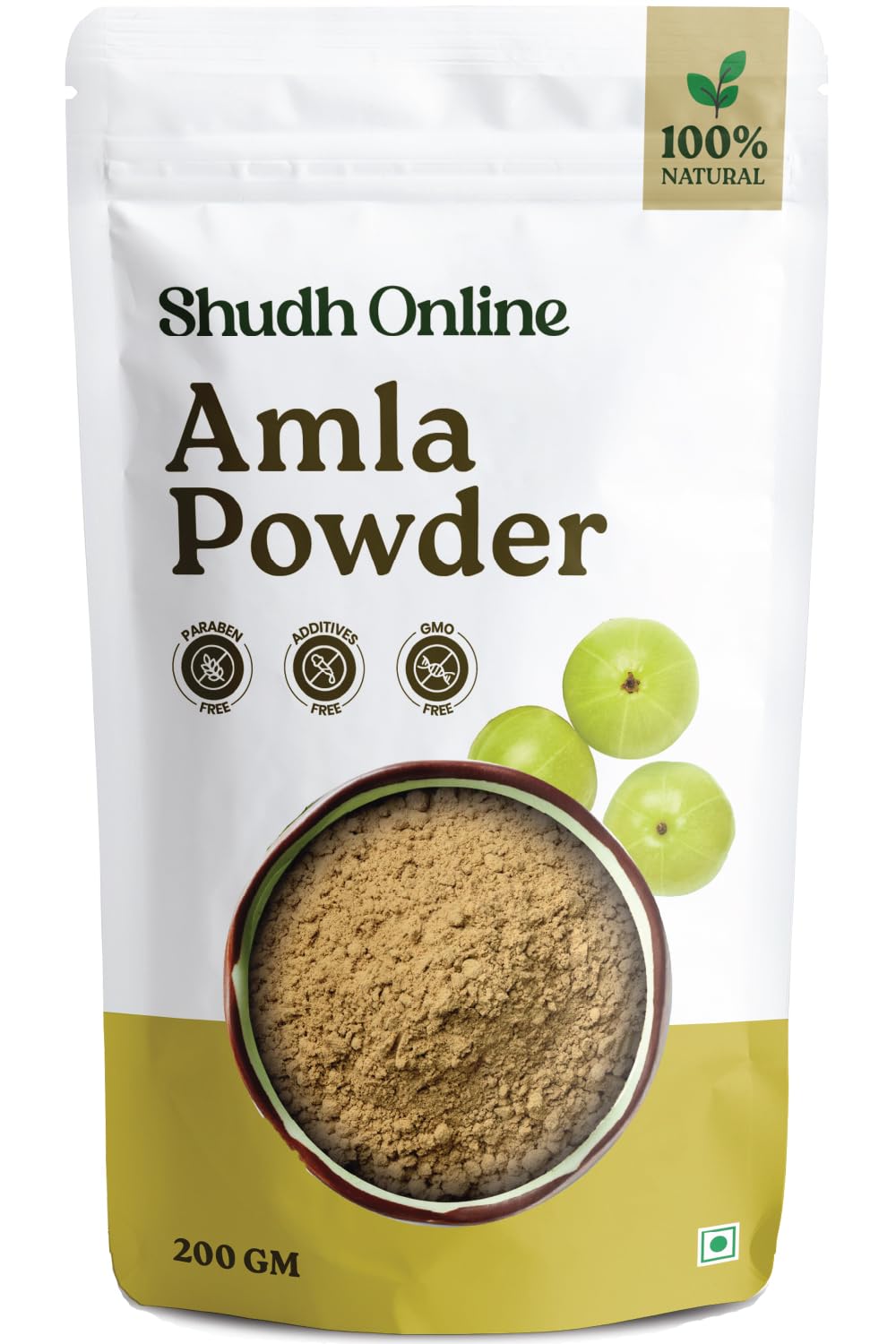 Shudh Online Dry Amla Powder for Hair Growth Organic (200 Grams) | Eating, Drinking - Amala Usirikaya | Avla Gooseberry Fruit Churna (Pure Seedless