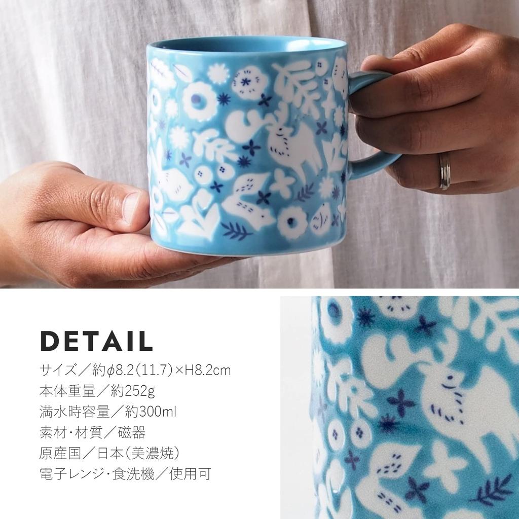 Minoru Pottery (Minorutouki) KUKKA Aqua Blue Mug, 300ml, Lightweight