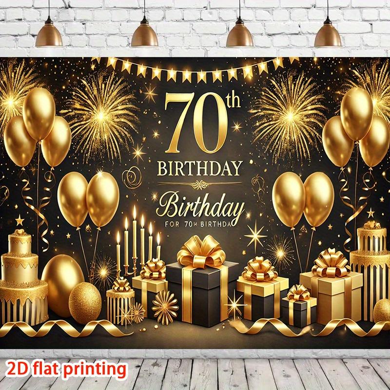 2D Plane 1 Set of Exquisite Golden Ribbon and Gift Box for 70-year-olds Party Banner Family Festival Celebration