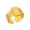 Titanium Steel Simple and Fashionable English Letter Ring Versatile Gold Chain Opening Adjustable Ring Women