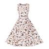 Women Summer Floral Print Sleeveless O Neck A Line Slim Midi Dress