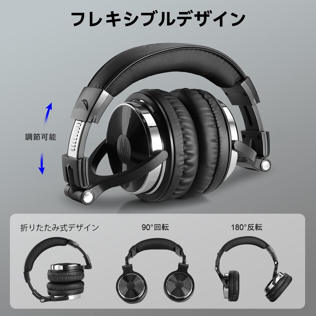 OneOdio Pro 10 Over-Ear Wired Bass Headphones with 50mm Drivers, 6.35mm & 3.5mm Jacks, DJ Monitor Headphones for Recording, Mixing, Studio