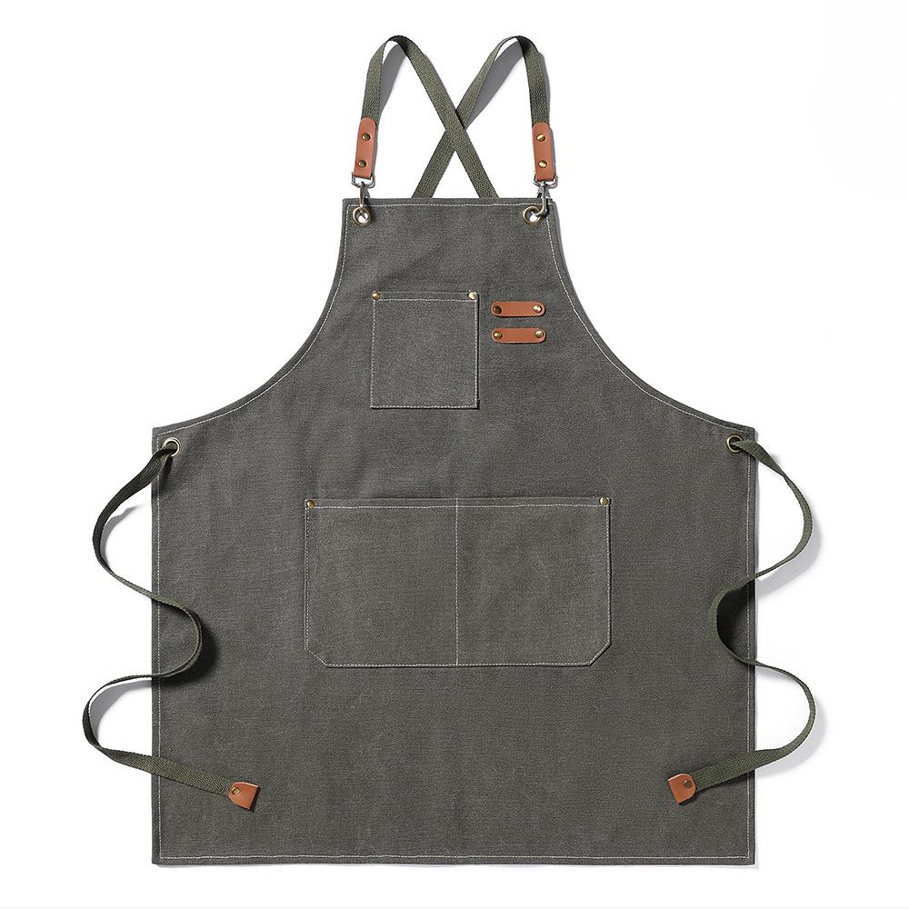 Oil-Proof Cotton Canvas Denim Apron for Kitchen, Coffee Shop, & Gardening