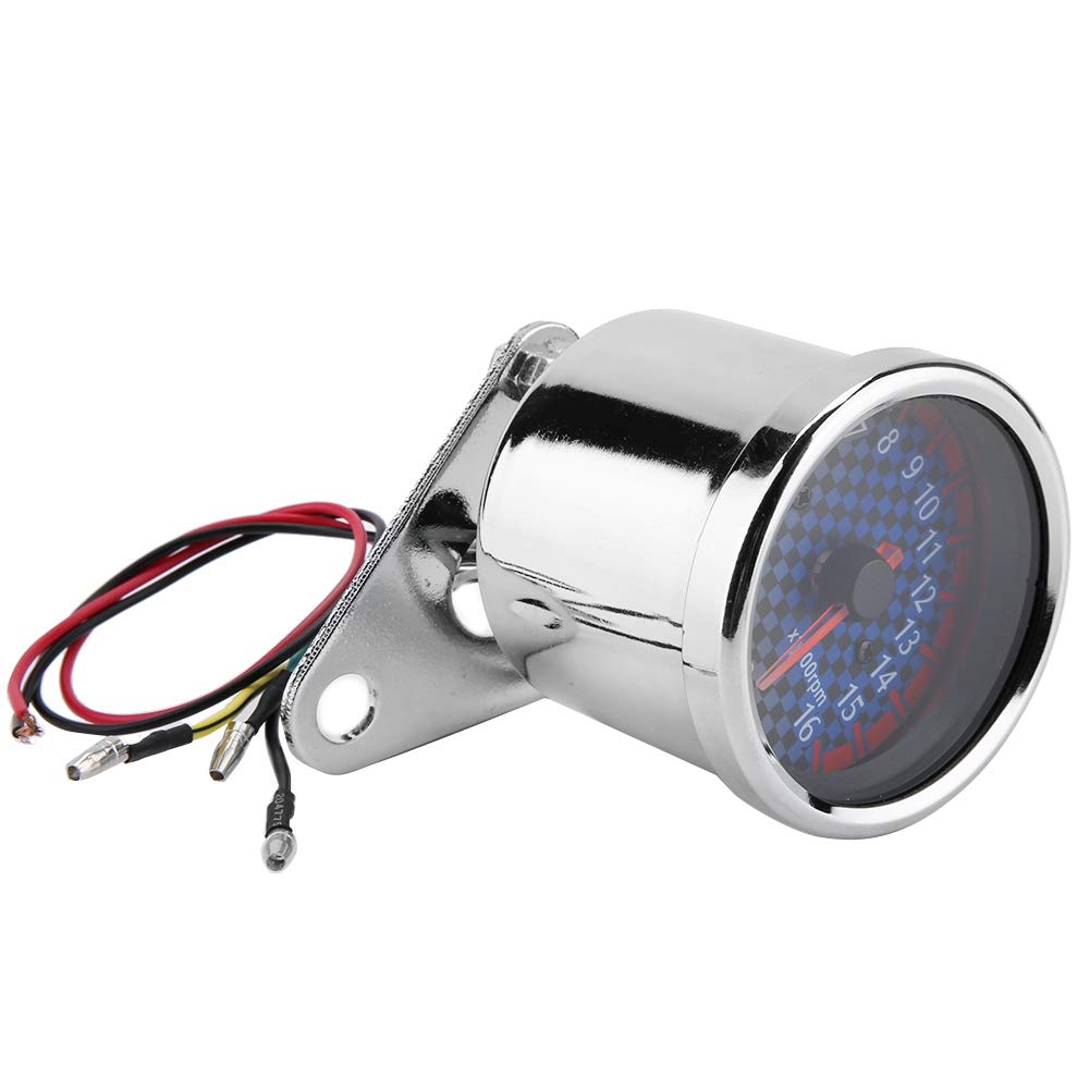 Elerose Motorcycle Tachometer, Universal 16000rpm LED Display Tachometer Electronic Tachometer Gauge