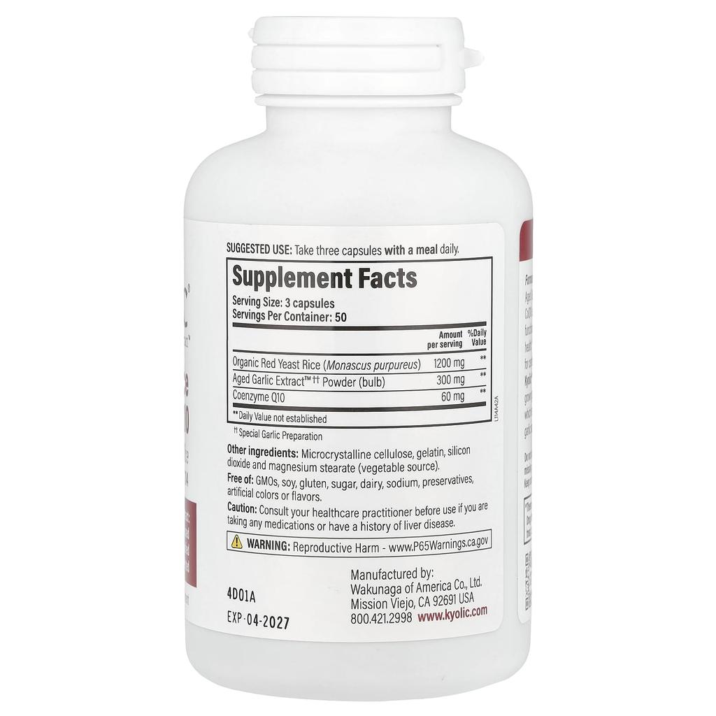 Aged Garlic Extract™, Red Yeast + Coq10, Formula 114, 150 Capsules