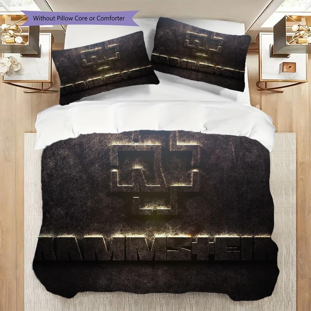 Rammsteins Industrial Rock Legacy Three-piece Set (1 * Duvet Cover + 2 * Pillowcase, Without Core) 2D Flat Soft and Comfortable Bedding Set
