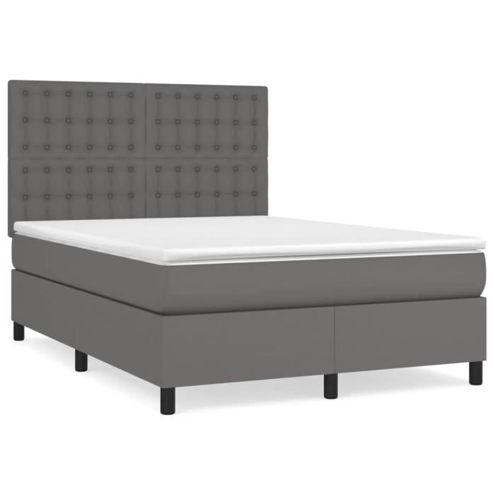 3142849 vidaXL Divan-lit Avec Matelas Gris 140x200 Cm Similicuir