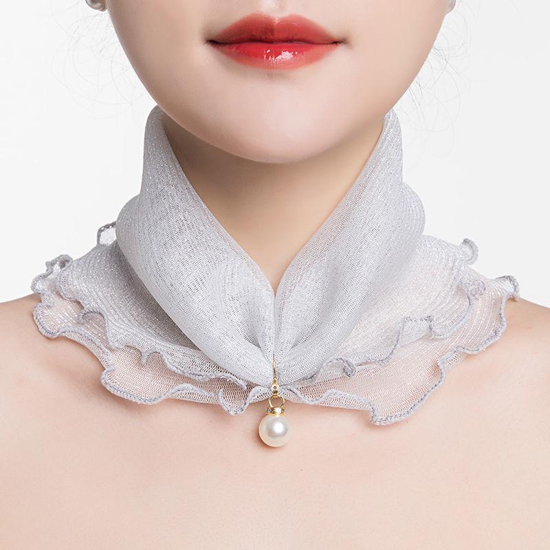 Women's Sunscreen Neck Cover Veil Neck Protection Scarf Summer Thin Ruffled Edge Scarf