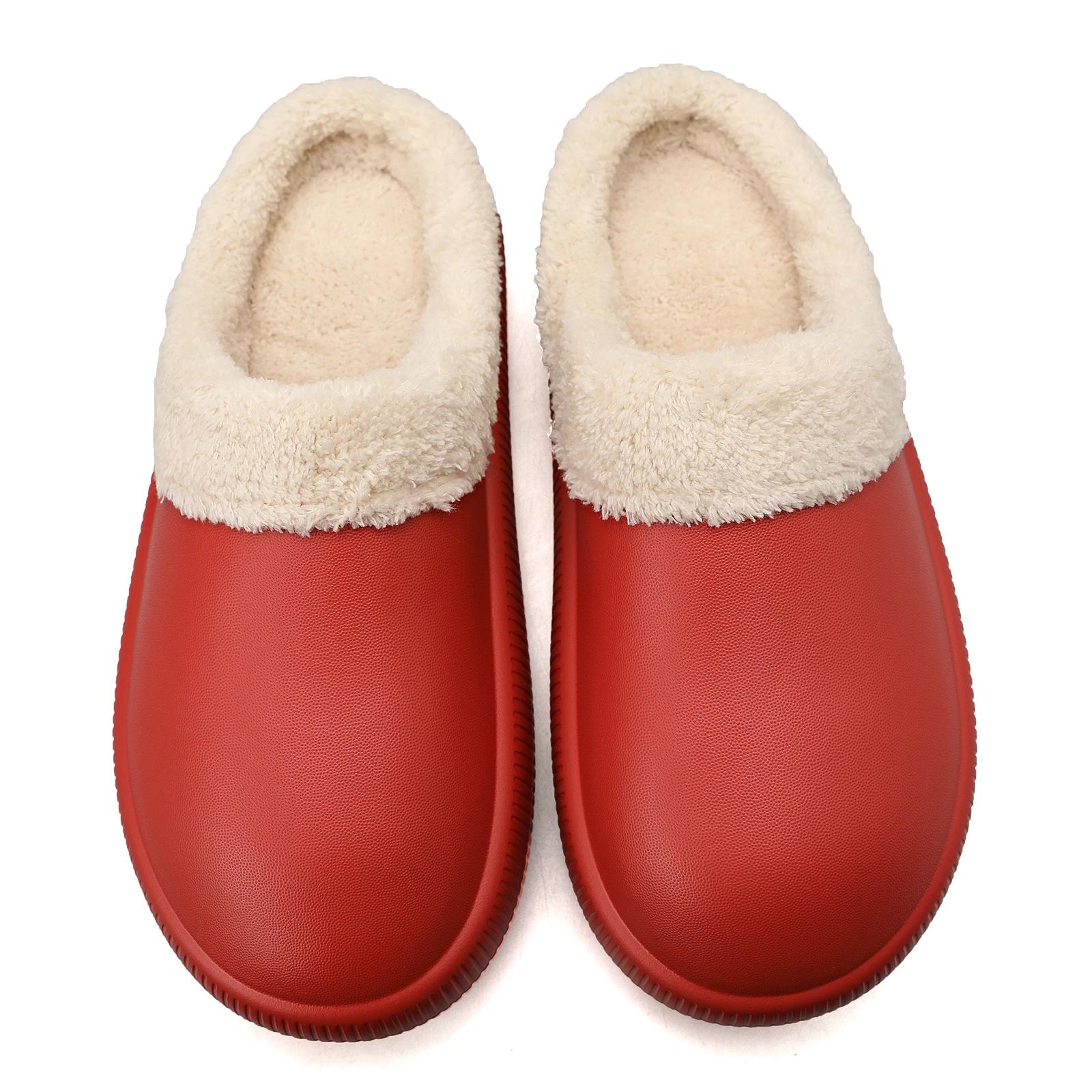 

Зимние тапочки для дома, мужские нескользящие тапочки из ЭВА, модные, теплые, плюшевые, легкие, повседневные, для пар, хлопковая обувь, взрывной стиль 44-45 вино красного