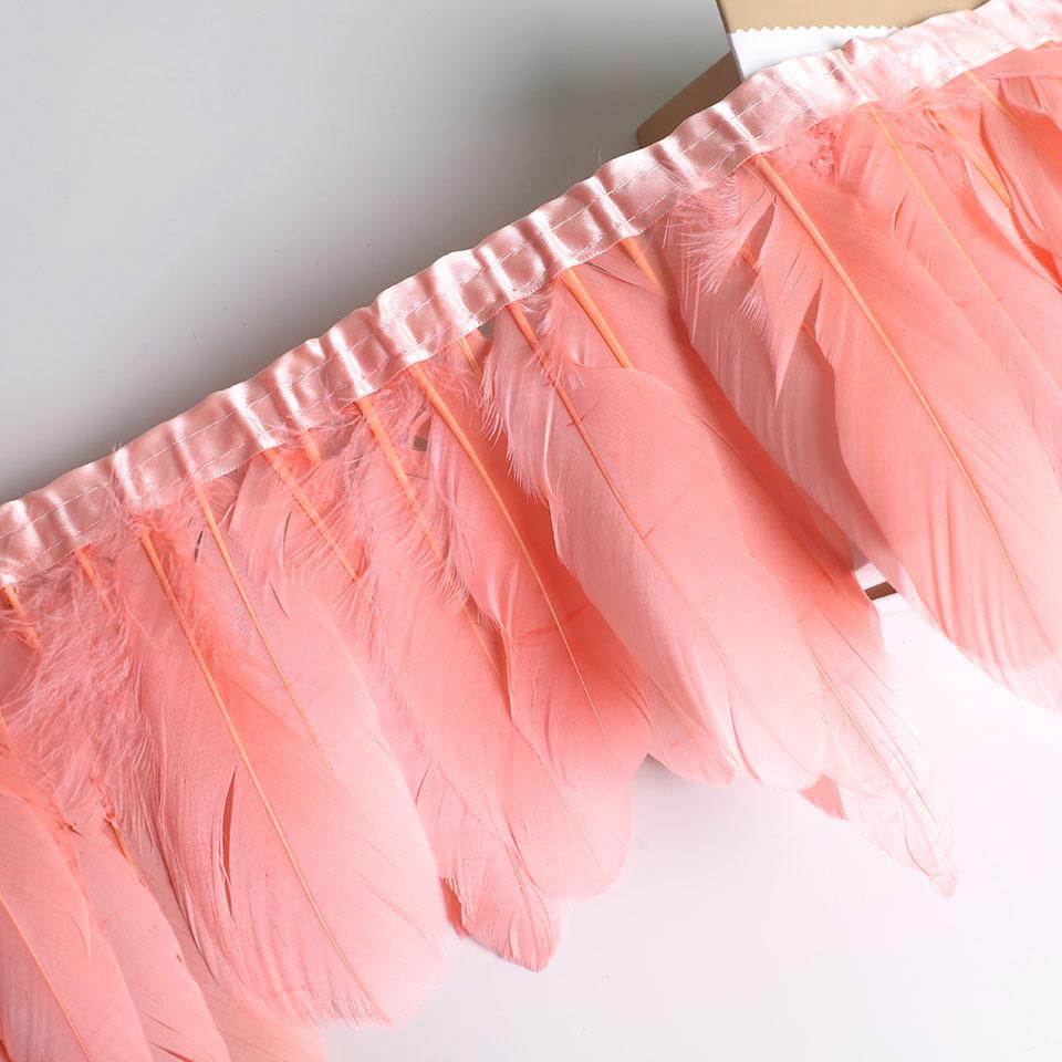Feather10Meters Goose Feather Fringe Ribbon Handicraft Accessories White Swan Feathers Trims Carnival Plumas Dress Decoration