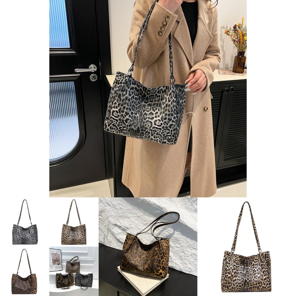 Fashionable Leopard Print Tote Bag For Women Stylish Large Capacity Pu Shoulder Bag