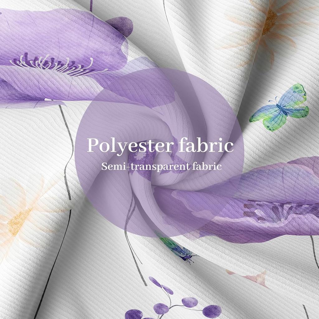 Perdea de duș florală acuarelă mov deschis lavandă lila primăvară vară modernă minimalistă perdele de duș cu flori pentru baie