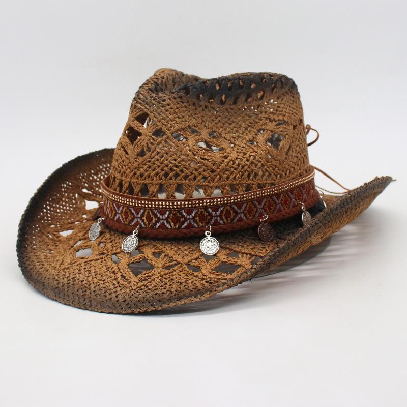 Eaves Popular Hand-Knitted Hollow Malan Seaside Sunshade Famous Style Sunscreen Hat Flanged Cowboy Hat