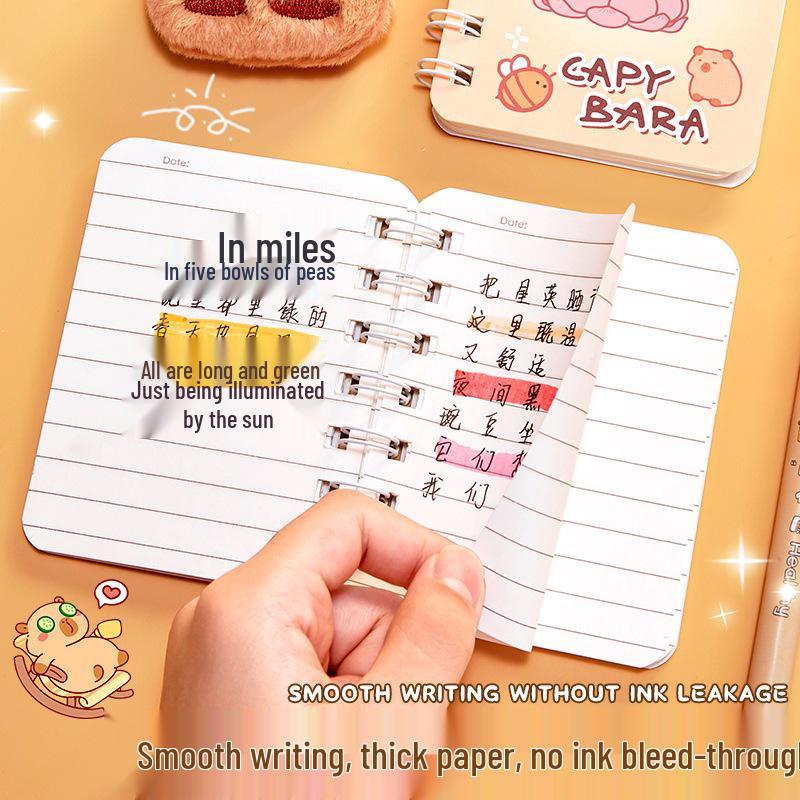 Capybara Cartoon Pocket Notebook for Primary Students - Cute, High-Value, Portable, Small Size