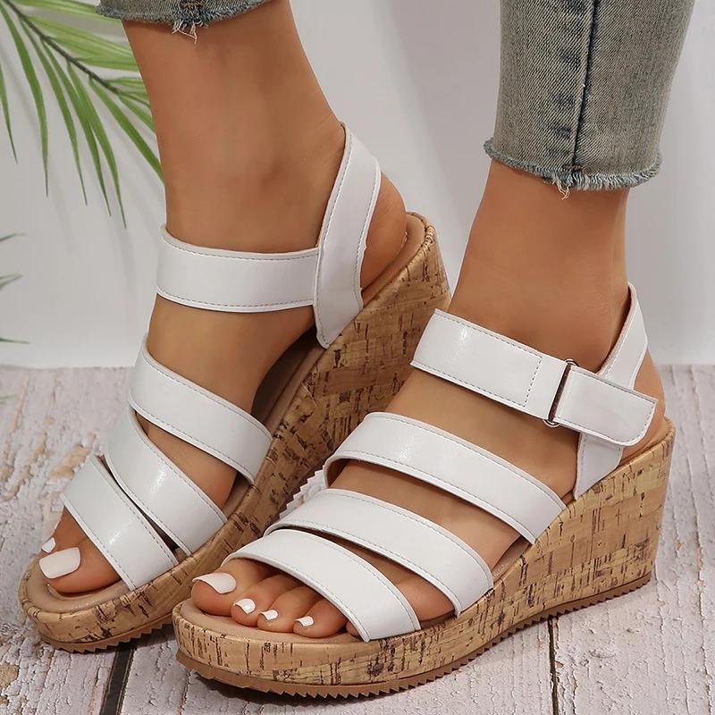 Fashion New Summer Fashion Wedge Sandals for Women Gold Silver Roman Style Peep Toe Platform Sandalias Mujer Thick Bottom Beach Shoes