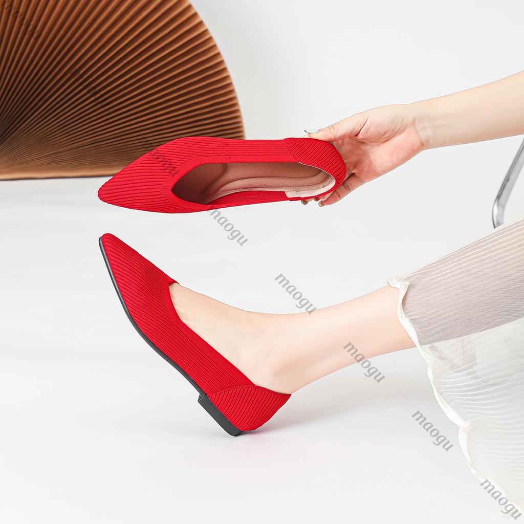 Shoes Woman Flat with Pointed Soft Knitted Sole Breathable and Comfortable Women's Flats Shoes Spring and Autumn 2025 New Model
