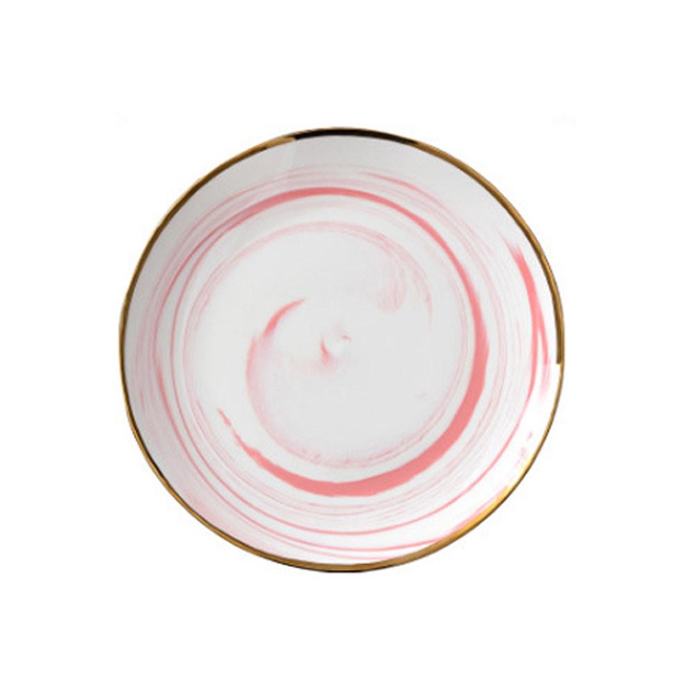 6 Inch Elegant Marble Texture Gold Trimmed Dish Plate Phnom Penh Ceramic Dessert Tray Snack Plate for Fruit Western Dishes