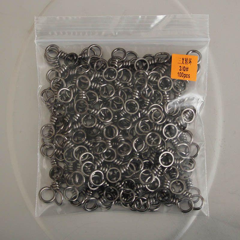100pcs Swivels Fishing 3 Way Barrel Crossline Swivels Rolling Tackle Fishing