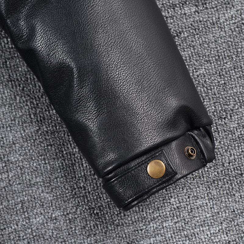 Thick Men Cowhide Leather Jacket Warm Genuine Cow Leather Duck Down Coat For -25~0 Degree Winter Clothing