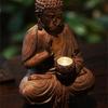 Buddhas Statue with Solar Light Home Garden Decors Sitting Meditating Buddhas Figurines for Outdoor Yard Lawn Ornaments