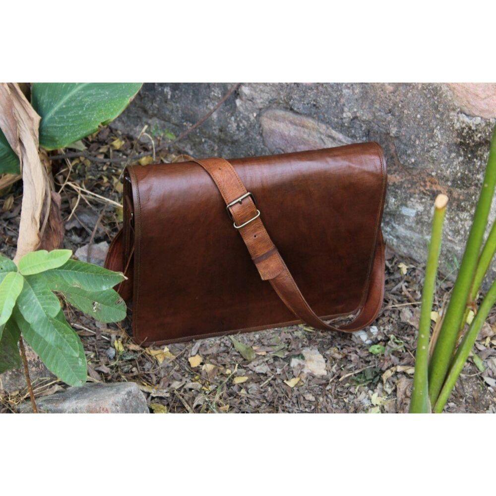 11" Men's Genuine Vintage Leather Messenger Bag Shoulder Satchel Laptop Bag