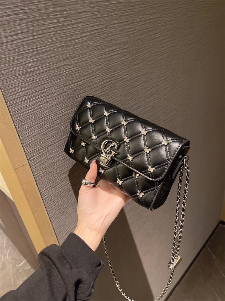 Light Luxury Niche Design Butterfly Chain Bag, Women's New Small Square Bag, Fashionable and Versatile Single Shoulder Crossbody Bag