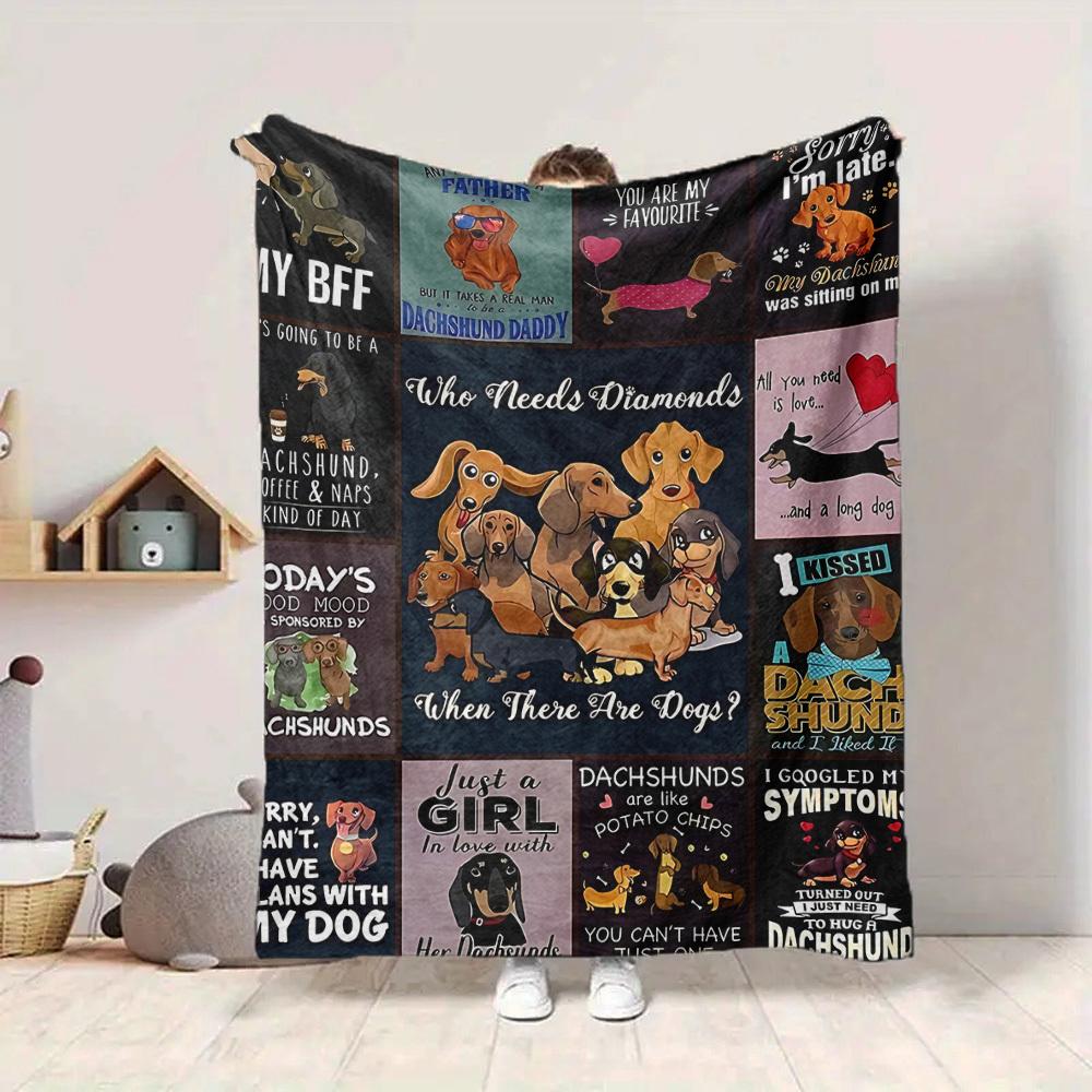 1pc Dachshund, Dog Lover Blanket, Lightweight Flannel Throw For Sofa, Bed, Travel, Camping, Livingroom, Office, Couch, Chair