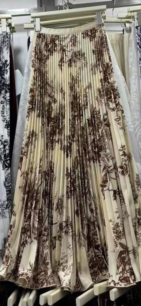 Multi-color summer Japan and Korea new chiffon fashion high waist thin pleated polka dot medium and long skirt women