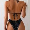 New Polka Dot Black Two-piece Bikini Triangle Neck Swimsuit Women's Direct Sales