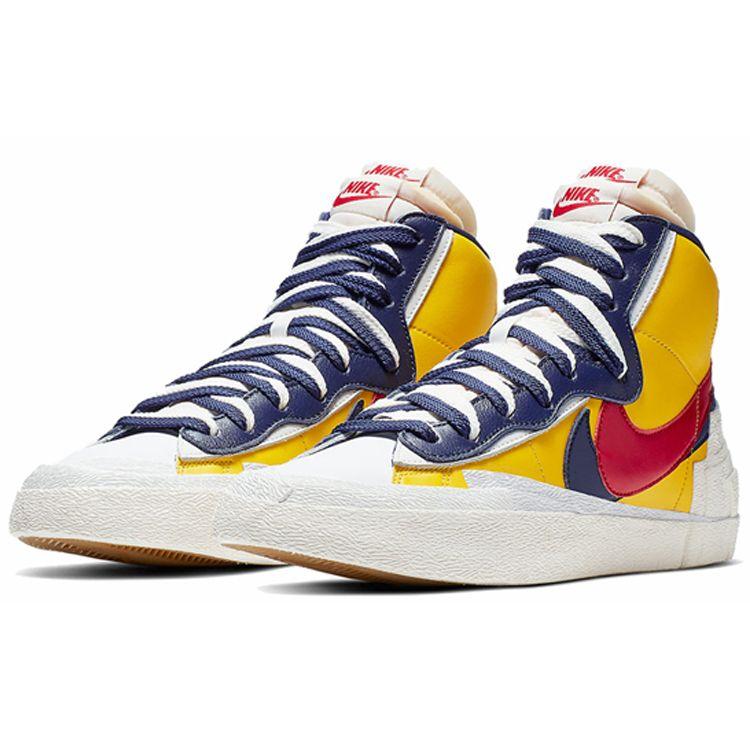 Sacai X Nike Blazer Mid Maize Navy Unisex Sneakers Yellow Varsity-Maize Midnight-Navy-White-Varsity-Red BV0072-700