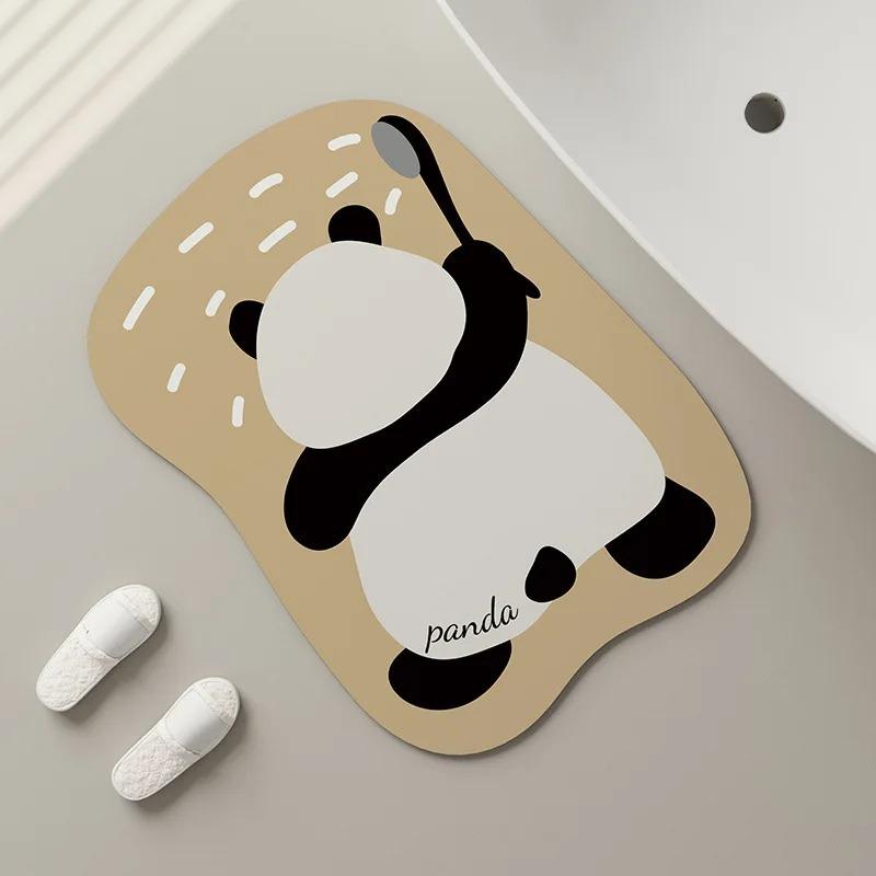 Cartoon Cute Panda Household Toilet Door Mat Special-shaped Water-absorbing Easy-drying Foot Mat Bathroom Diatom Mud Floor Mat