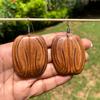 Kadamb Wood Long Shoulder Duster Handmade Pumpkin Earrings, Handmade Handcarved Handcrafted Cocktail Jewelry, 62 Mm Length