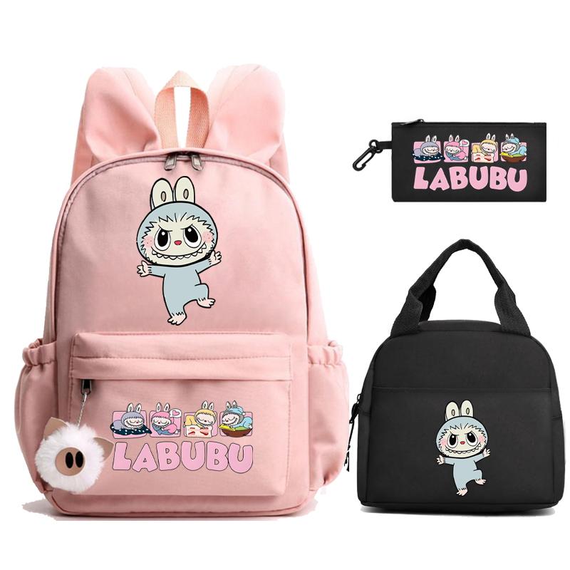 3Pcs/set Cute Printed Backpack Lunch Bag Pencil Case Children Girl Boy Mokoko Student Schoolbag Zimomo Kid Gift Mochila