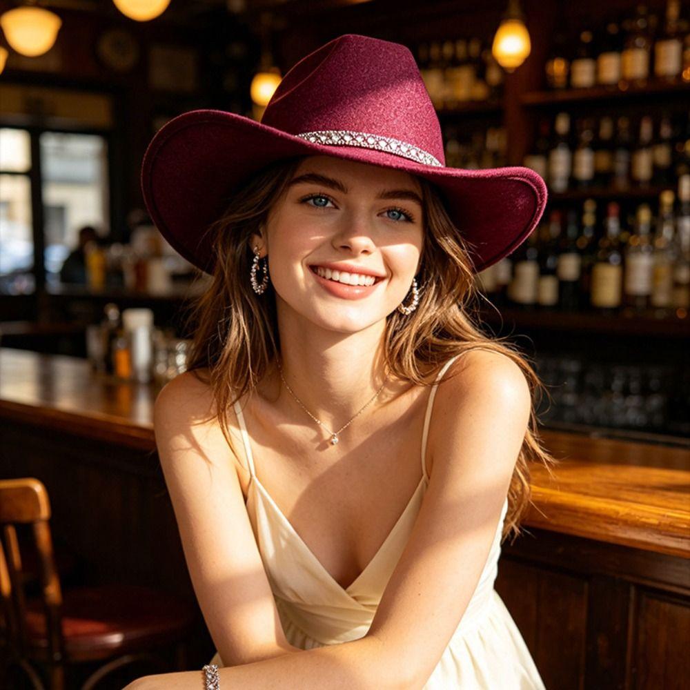 Blingbling Sparkly Western Cowboy Hat Shiny Top Hat Retro Sun Hat Cowgirl Party Decorations