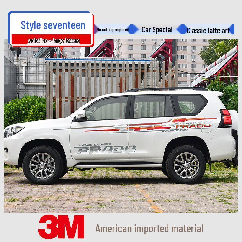 Toyota Prado 10-22 Models Car Body Color Stripe Decal Waistline Sticker.