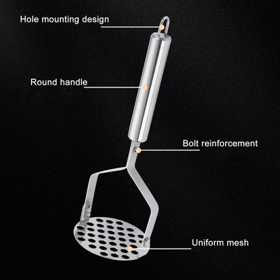 Stainless Steel Potato Masher Manual Potato Press with Ergonomic Handle Food Smasher Utensil for Avocado Vegetables Kitchen Tool