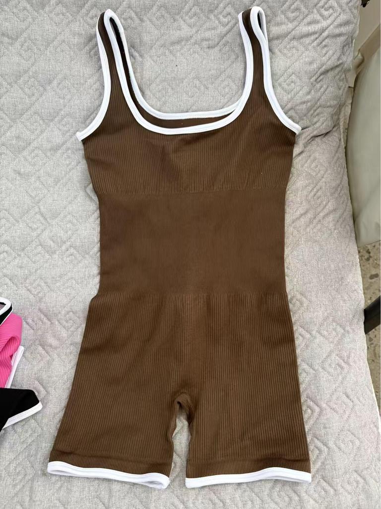 Modischer Colorblock Yoga Schlankheits-Jumpsuit - Sexy, Enganliegend, Atmungsaktiv, Hochelastischer Sportanzug