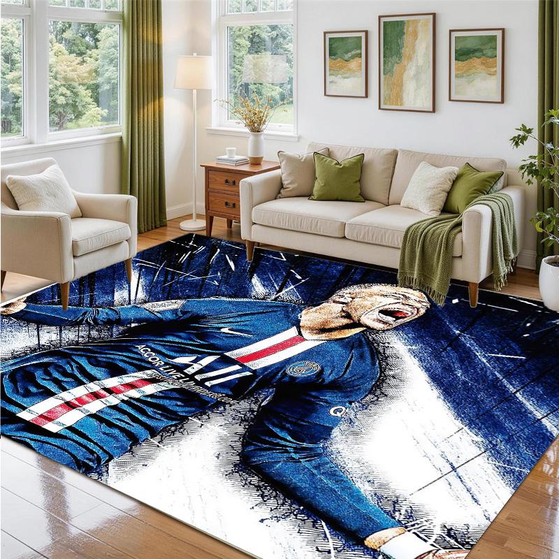 Kylian Mbappe Design Crystal Velvet Rug Soft Decorative Mat for Bedroom Entrance