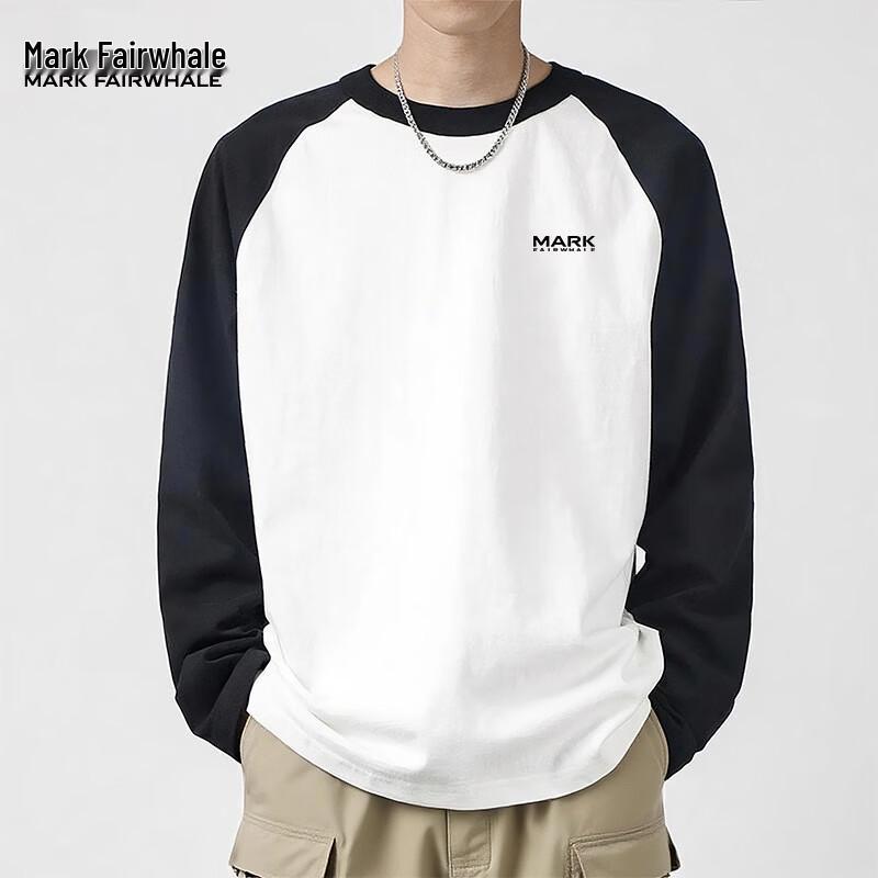 Mark Fairwhale Men's Color-Block Pure Cotton Long-Sleeve T-Shirt