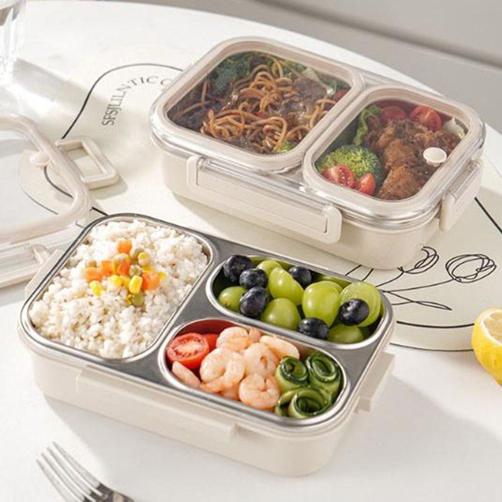 Sealed Stainless Steel Lunch Box Rectangle Rectangle Lunch Box 2/3 Gird Food Storage Box  Outdoor