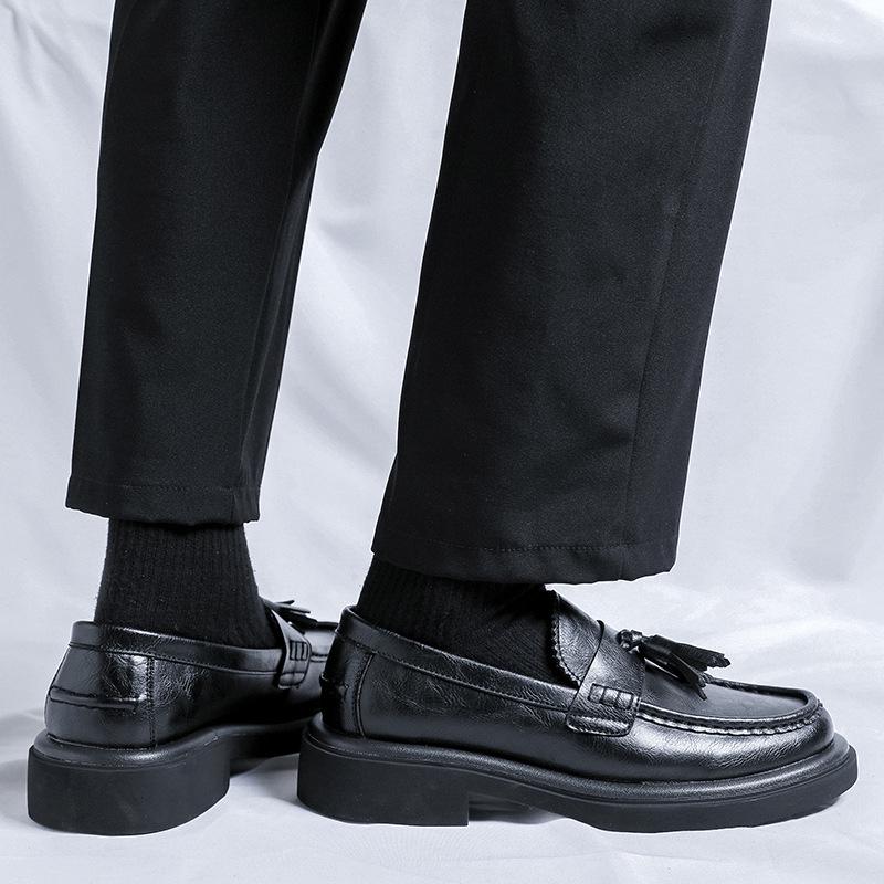 2024 Summer Men's Trendy British Style Casual Low-Top Thick-Soled Leather Shoes 43188-R