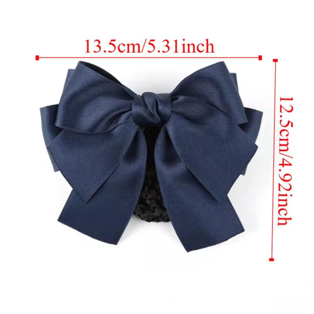 Sweet Comfortable Bowknot Knit Hair Net Vintage Double Layer Cover Net Hair Clip Elegant Spring Clip Ponytail Clip Daily Use