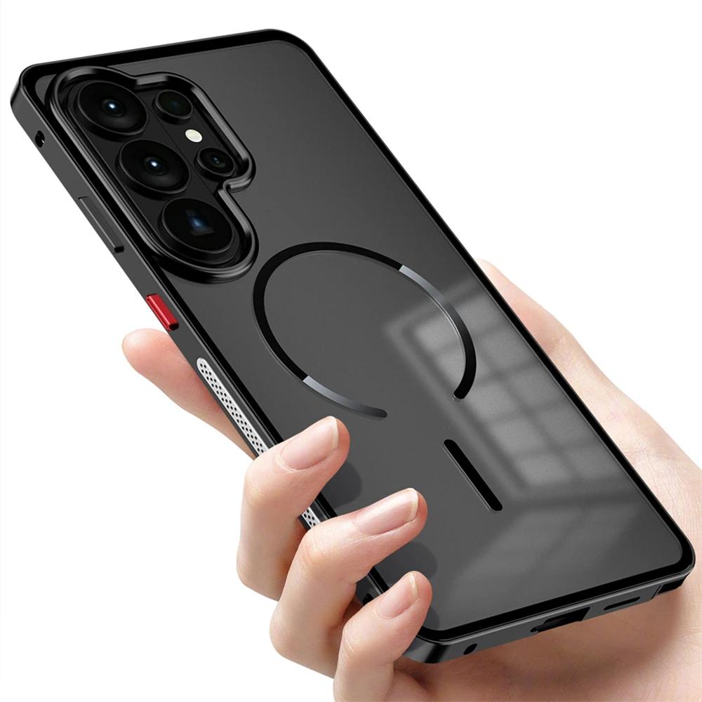 Luxury Aluminum Metal Case For Samsung Galaxy S26 S25 S24 S23 Ultra Plus For Magsafe Magnetic Wireless Charging Clear Matte Phone Cover