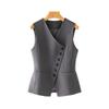 Spring Grey Vest Women Slim Fit Waistcoat Sleeveless Short Stylish Suit Top